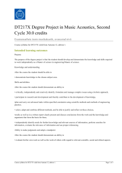 KTH | DT217X Degree Project in Music Acoustics, Second Cycle