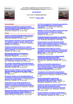 This article is published as part of a themed issue of Photochemical