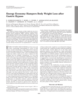 Energy Economy Hampers Body Weight Loss after Gastric Bypass