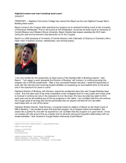 Highland Bowling Men`s Head Coach &ndash; Kris Beach &ndash; 815/275-0969