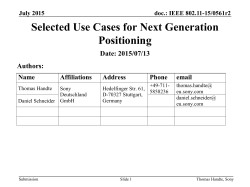 Selected use cases for next generation positioning