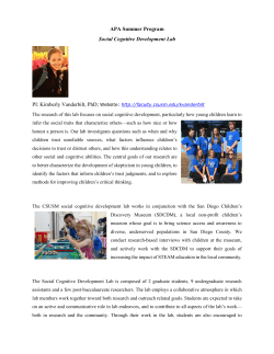 APA Summer Program Social Cognitive Development Lab