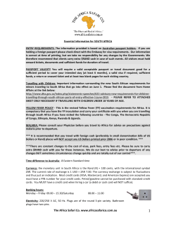 ESSENTIAL INFORMATION FOR SOUTH AFRICA 2016