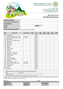 Pot Plants Entry Form