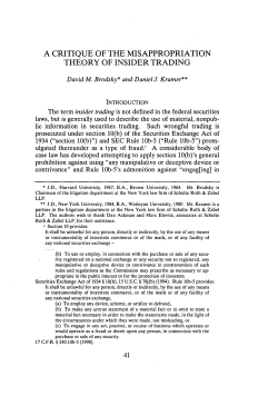 a critique of the misappropriation theory of insider trading