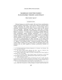 MARRIAGE AND THE FAMILY IN ECONOMIC THEORY AND POLICY