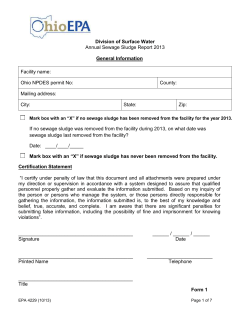 Division of Surface Water Annual Sewage Sludge Report 2013