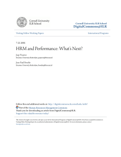 HRM and Performance: What`s Next?