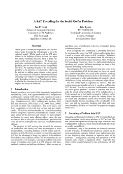 A SAT Encoding for the Social Golfer Problem - sat-inesc - INESC-ID