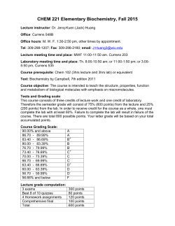 Chem. 221 Syllabus - Western Illinois University