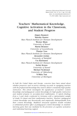 Teachers` Mathematical Knowledge, Cognitive Activation in the