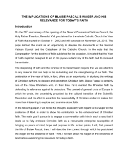 the implications of blaise pascal`s wager and