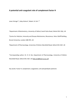 An anti-coagulant role of complement factor H in anti