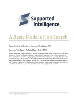 A Basic Job Search Model - Supported Intelligence, LLC