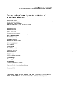 Incorporating Choice Dynamics in Models of Consumer Behavior*