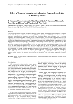 Effect of Exercise Intensity on Antioxidant Enzymatic Activities in