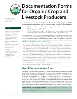 Documentation Forms for Organic Crop and Livestock