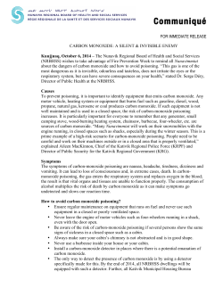 carbon monoxide - Nunavik Regional Board of Health and Social