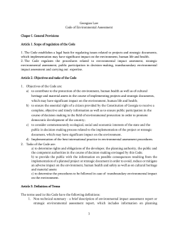 Georgian Law Code of Environmental Assessment Chaper I