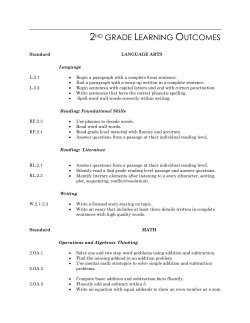 2ND GRADE LEARNING OUTCOMES