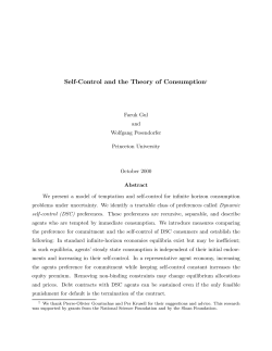 Self0Control and the Theory of Consumption