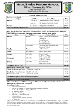 5th Class Booklist 2017-2018