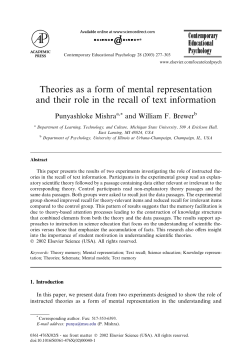 Theories as a form of mental representation and