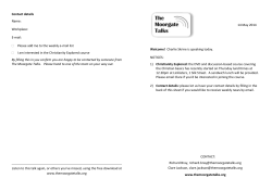 Contact details Name: Workplace: E