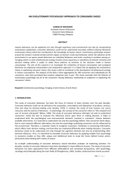an evolutionary psychology approach to consumer choice