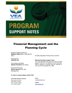 Financial Management and the Planning Cycle
