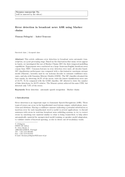 Error detection in broadcast news ASR using Markov chains