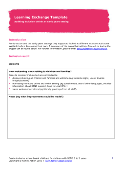 Auditing inclusion within an early years setting