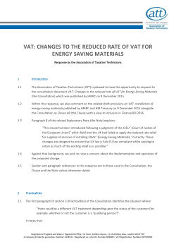 changes to the reduced rate of vat for energy saving materials