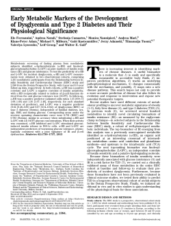 Early Metabolic Markers of the Development of