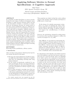 Applying Software Metrics to Formal Specifications: A Cognitive