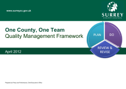 One County, One Team Quality Management Framework