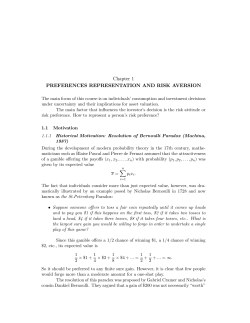 Chapter 1 PREFERENCES REPRESENTATION AND RISK