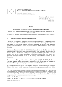 Potassium hydrogen carbonate SANCO/2625/08 &ndash; final rev. 1 13