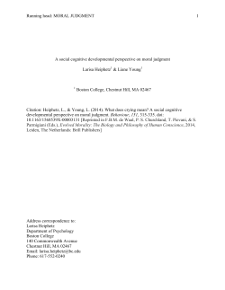 MORAL JUDGMENT 1 A social cognitive developmental perspective