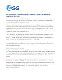 ESG Extends its Leadership Position in the Retail Energy Market