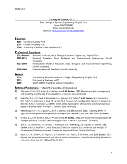 Easton, C.V Zachary M. Easton, Ph.D. . Dept. Biological Systems