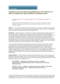 Free Article Cognitive outcome following pallidotomy: the influence