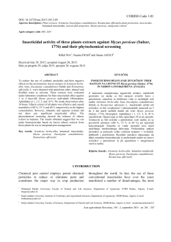 Insecticidal activity of three plants extracts against Myzus persicae