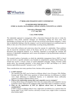 3rd BERGAMO-WHARTON JOINT CONFERENCE