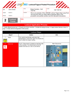Lockout/Tagout Posted Procedure Lockout Points