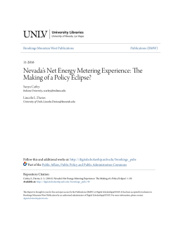 Nevadaâ•Žs Net Energy Metering Experience: The Making of a