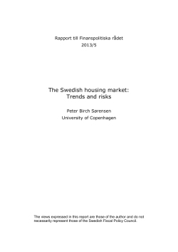 The Swedish housing market: Trends and risks