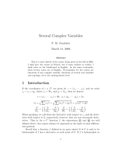 Several Complex Variables