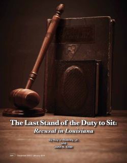 The Last Stand of the Duty to Sit: Recusal in Louisiana