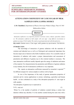 ATTENUATION COEFFICIENT OF CANE SUGAR OF MILK